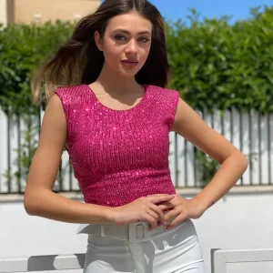 Maglia con spalline e scollatura fondo schiena