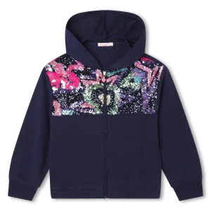 Felpa Billieblush blu con zip e paillettes
