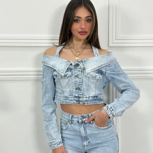 Giubbino jeans scollo a barca H2581