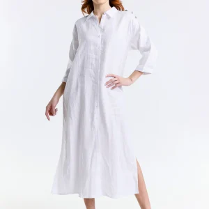 ABITO CHEMISIER LINO RICAMO PALMA