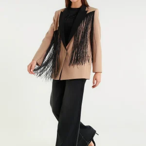 Blazer con frange in contrasto