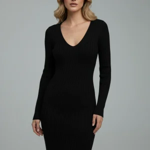 Abito Lungo in Maglia a Coste