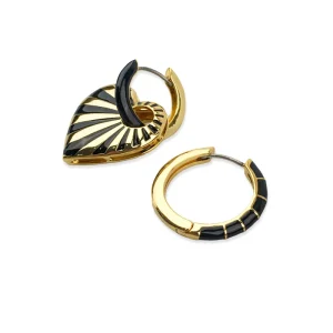 BLACK HEART LOOP EARRINGS