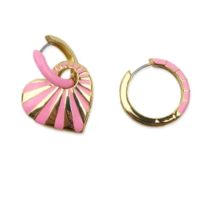 PINK HEART LOOP EARRINGS
