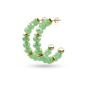 GREEN STONE LOOP EARRING