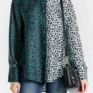 Camicia in Seta Viscosa Stampa Maculata