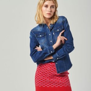 Camicia Denim Blu Maniche Lunghe