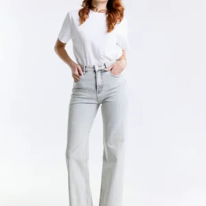 JEANS WIDE LEG VITA ALTA CHIARO